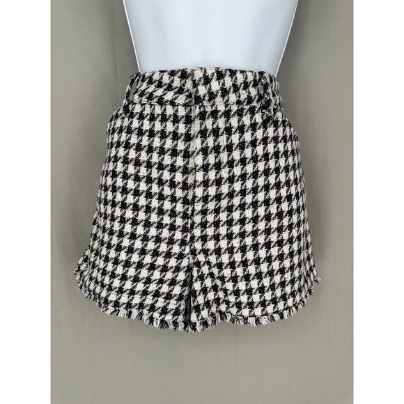 vestique Pants - Vestique Shorts Womens Large Black High Rise Tweed Plaid White Houndstooth